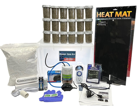 Collection of heating equipment and accessories on a white background